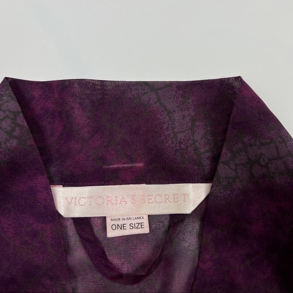 Victorias Secret Purple Printed Sheer Chiffon Long Sleeve Robe - Picture 3 of 6